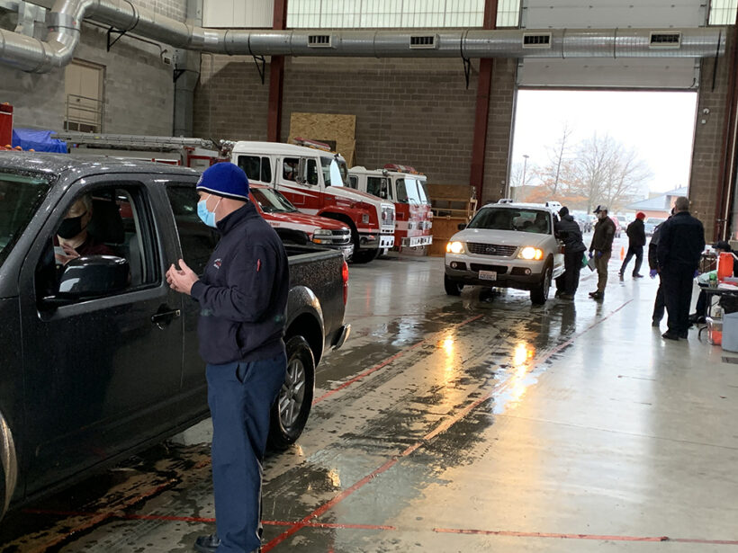 EMS drive-thru vaccination clinic at the Fire Training Center