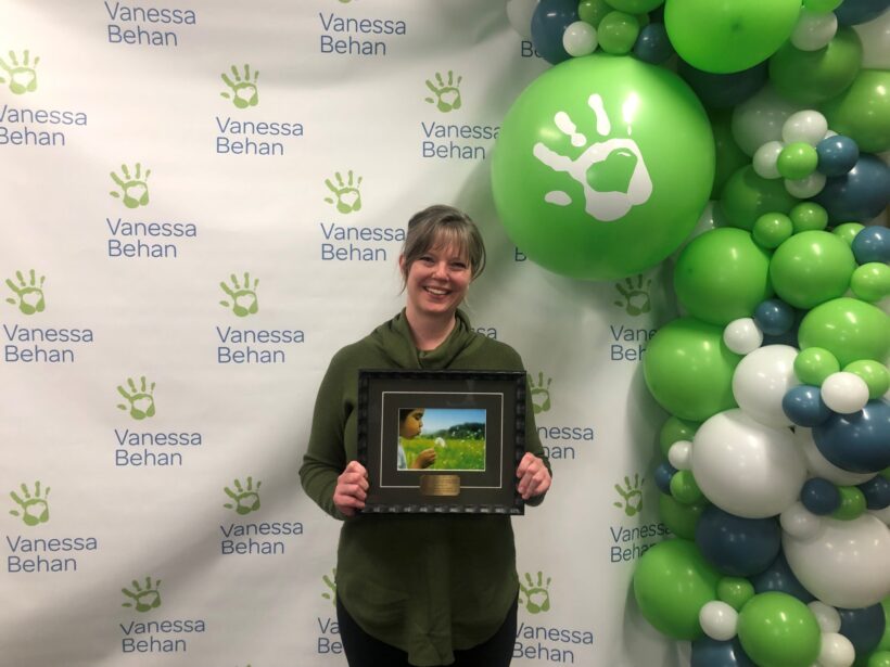 Jennifer Hansen, Health Program Specialist at Spokane Regional Health District with her Child Advocate of the Year award.